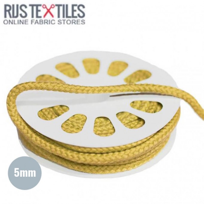 Cotton Cord Yellow 5mm (Per Meter) - (Cord (Haberdashery))