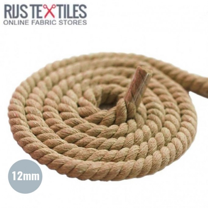 Cotton Cord (Rope) Beige 12mm - (Cord (Haberdashery))