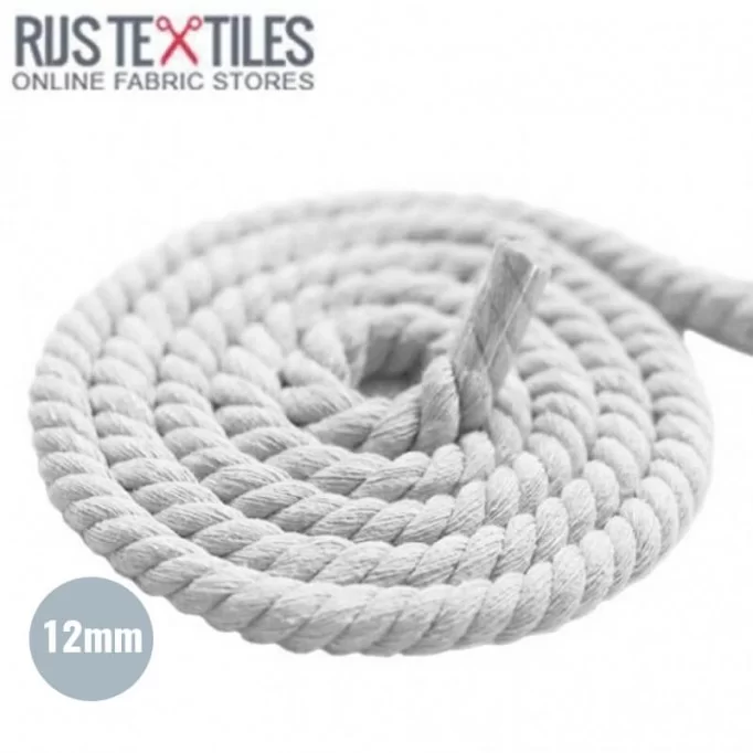 Lina Bawełniany (Sznurek) Biały 12mm | Rijs Textiles