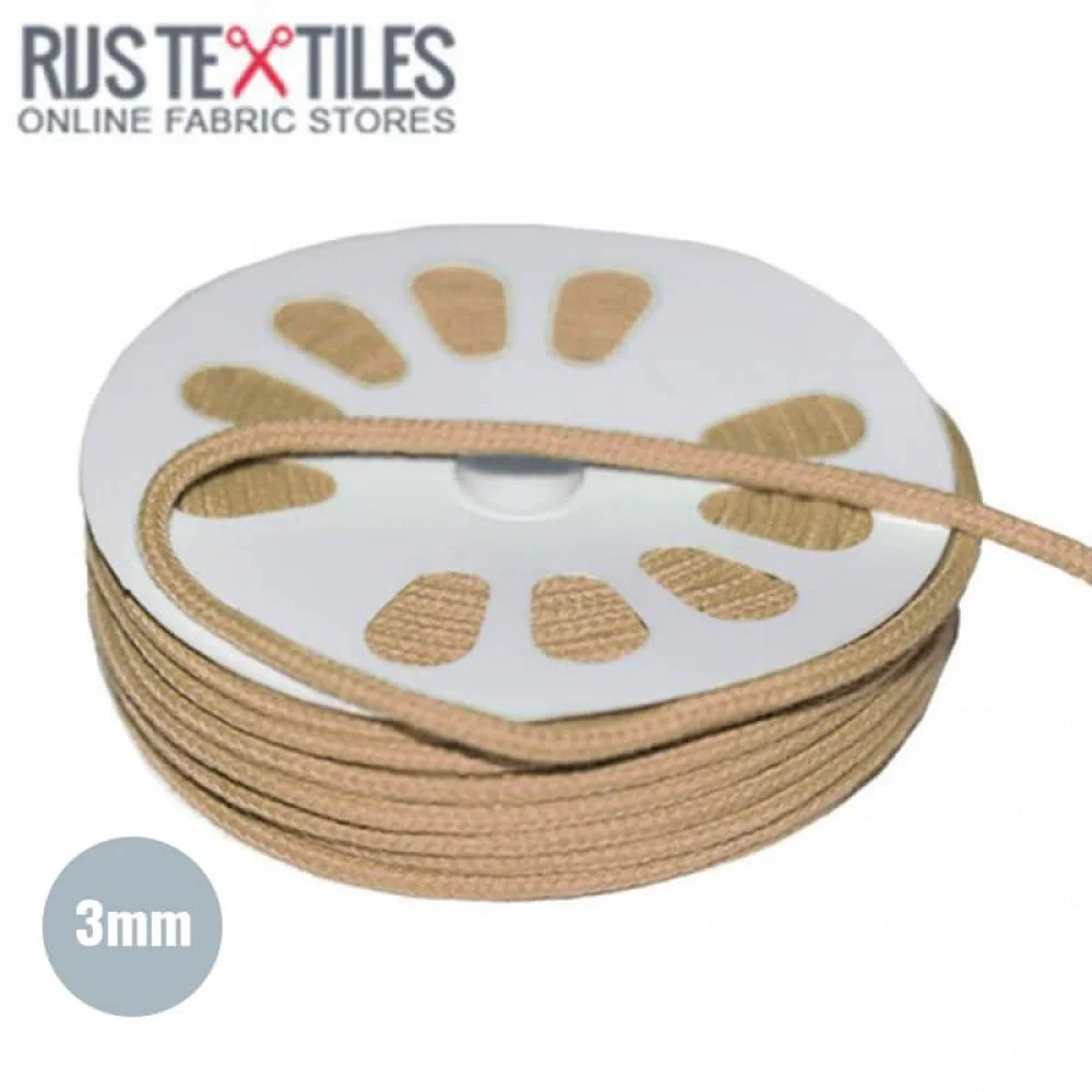 Cotton Cord Beige 3mm (Per Metre) Cotton Cord Beige 3mm (Per Metre)
