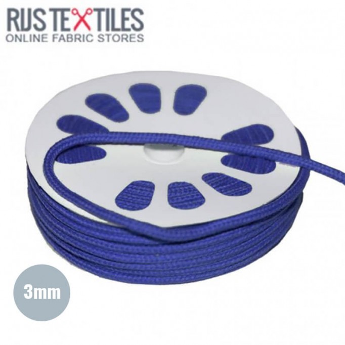 Sznurek Bawełniany Kobaltowy 3mm (Per Meter) | Rijs Textiles