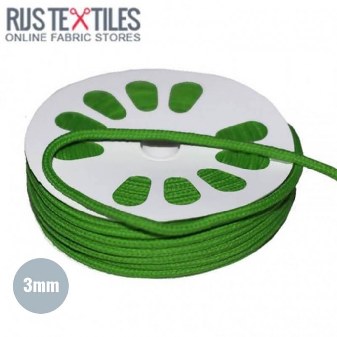 Sznurek Bawełniany Trawiasta Zieleń 3mm (Per Meter) | Rijs Textiles