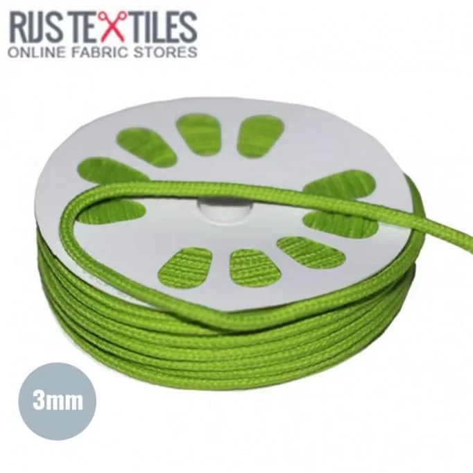 Anoraksnor Bomuld Lime 3mm (Metermål) - (Anoraksnor Bomuld 3mm)