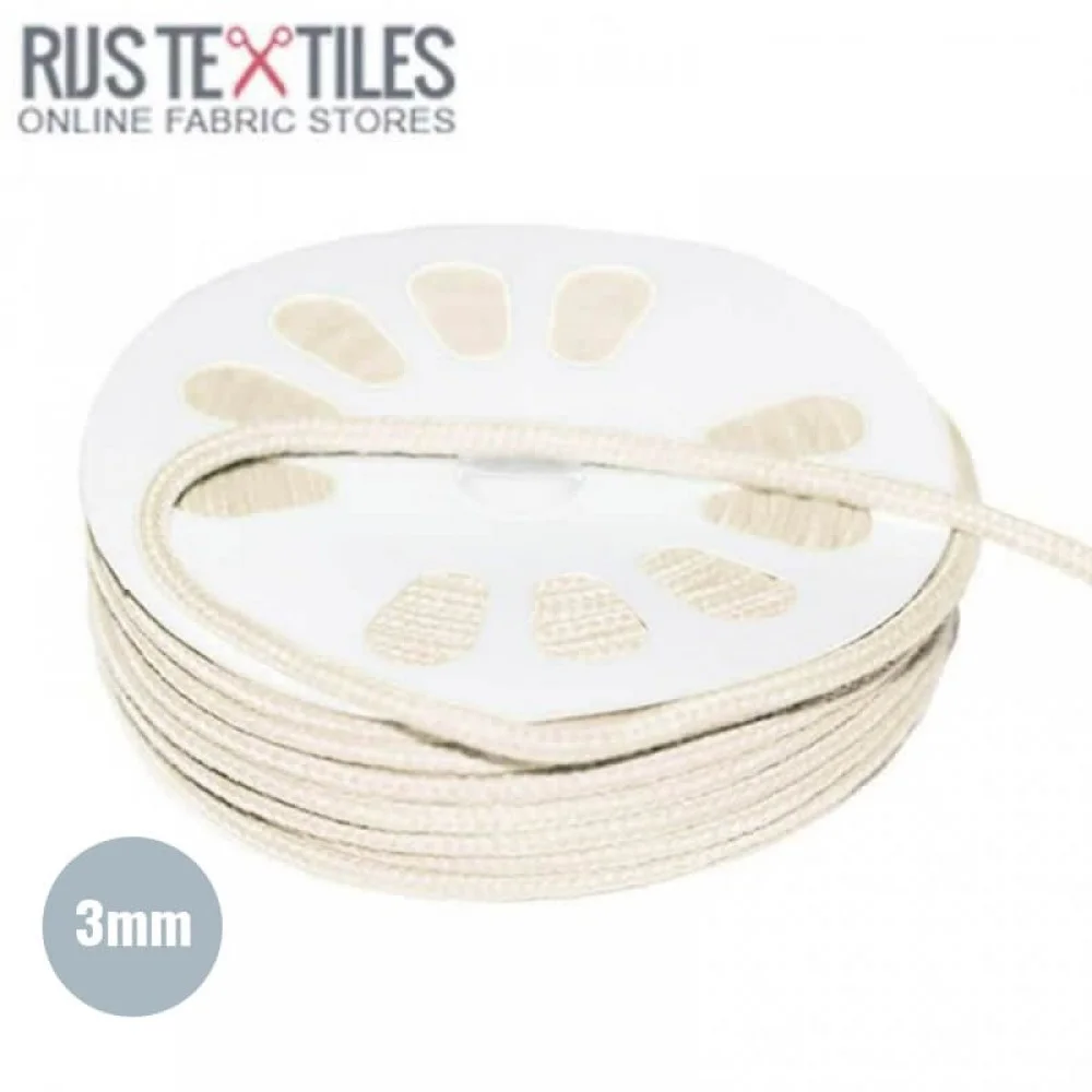 Cotton Cord Ecru 3mm (Per Metre) Cotton Cord Ecru 3mm (Per Metre)