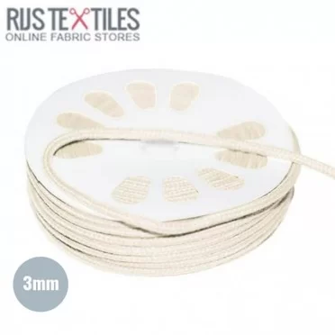 Cotton Cord Ecru 3mm (Per Meter)  - (Cotton Cord 3mm)