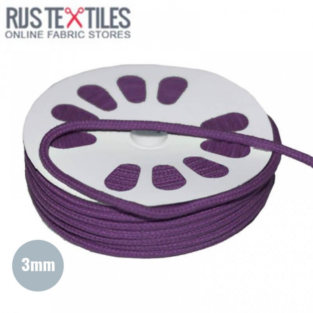 Anoraksnor Bomuld Violet 3mm (Metermål)
