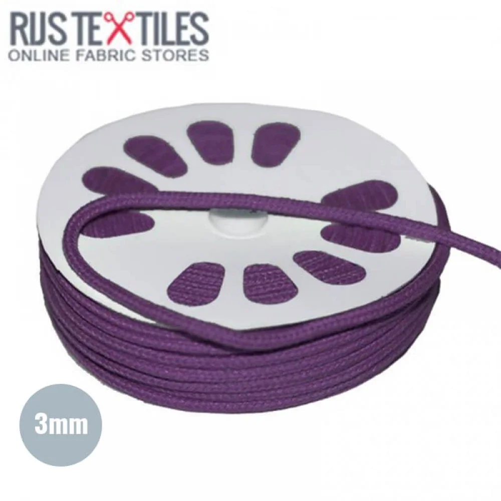 Cordon En Coton Violet 3mm (au Mètre)