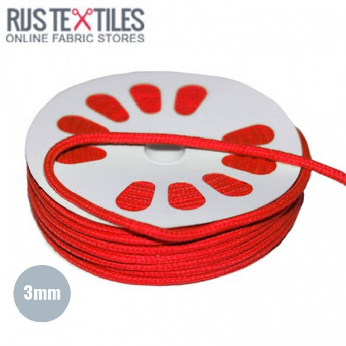 Sznurek Bawełniany Czerwony 3mm (Per Meter) | Rijs Textiles