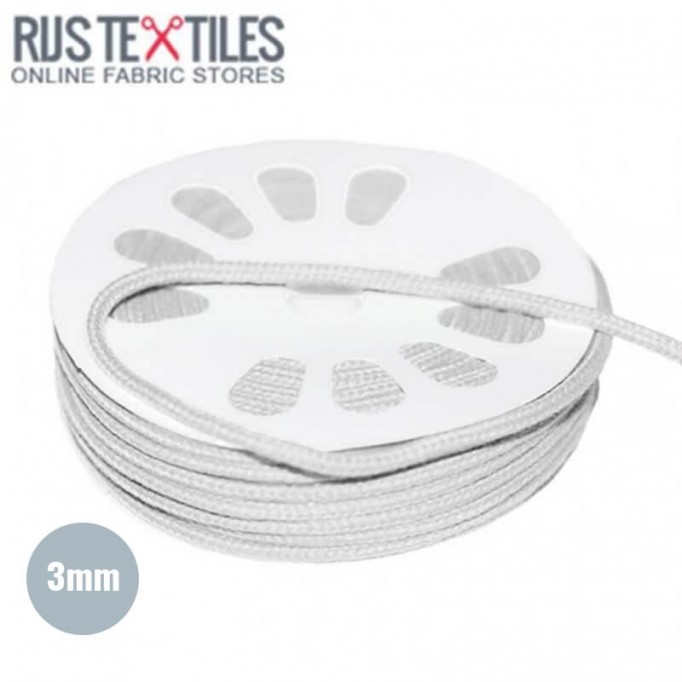 Sznurek Bawełniany Biały 3mm (Per Meter) | Rijs Textiles