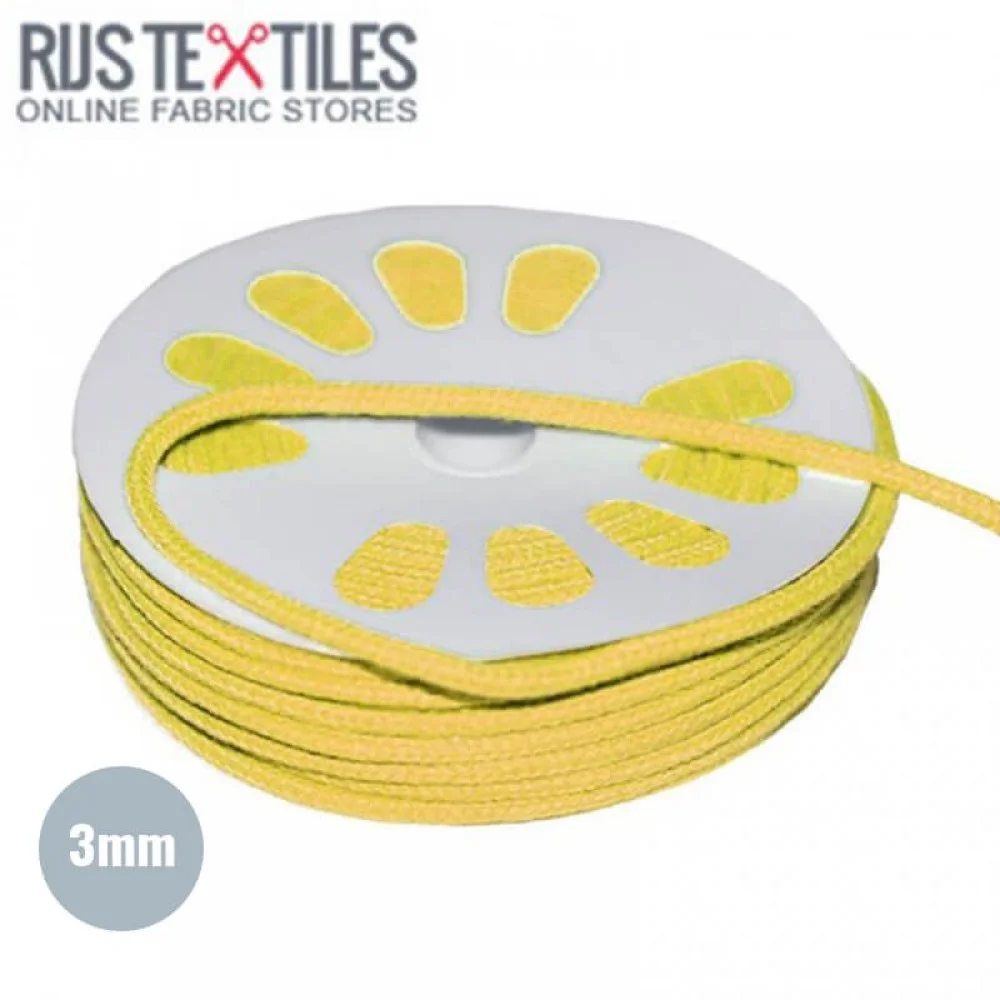 Cotton Cord Yellow 3mm (Per Metre)