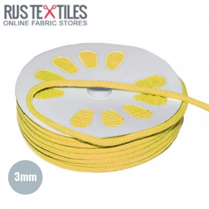 Cordon En Coton Jaune 3mm (au Mètre) - (Cordon En Coton 3mm)