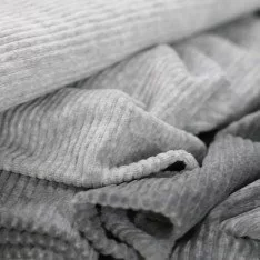 Tessuto Jersey Velluto a Coste Grande Grigio Chiaro Melange