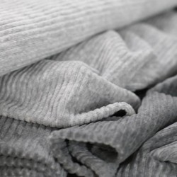 Tessuto Jersey Velluto a Coste Grande Grigio Chiaro Melange