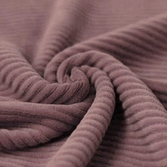 Bredriflet Fløjl Jersey Stof Gammel Mauve - (Bredriflet Fløjl Jersey Stof)