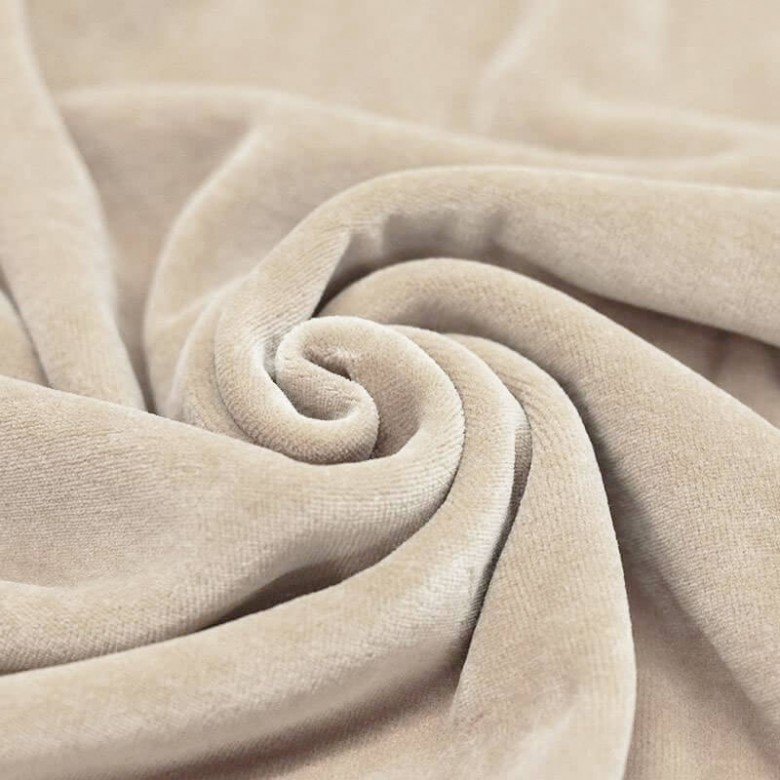 Nicky Velours Stof Licht Beige - (Nicky Velours Stoffen)