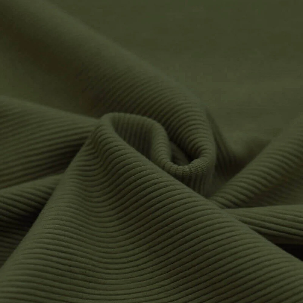 Ottoman Rib Jersey Stof Leger Groen 