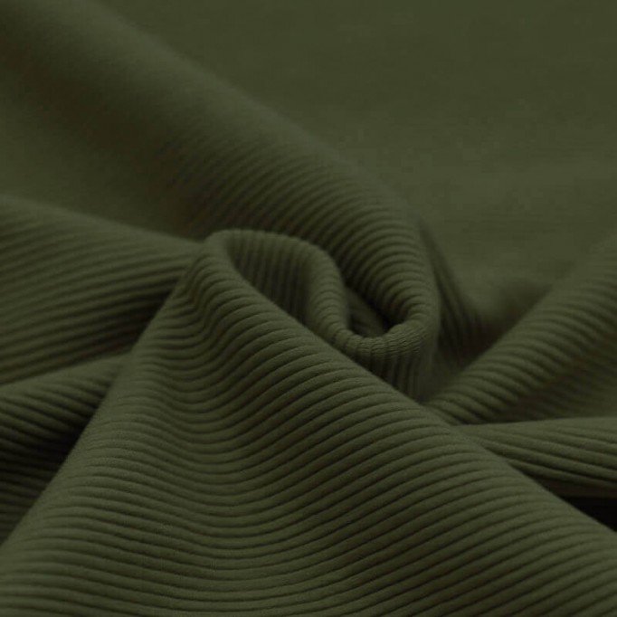 Ottoman Rib Jersey Stof Leger Groen  - (Jersey Stoffen)