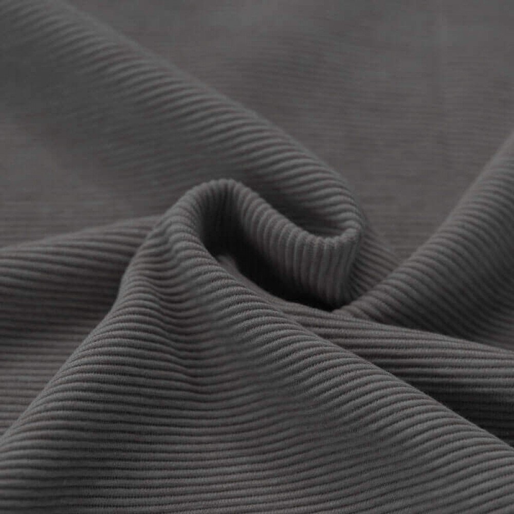 Ottoman Rib Jersey Fabric Dark Grey Melange
