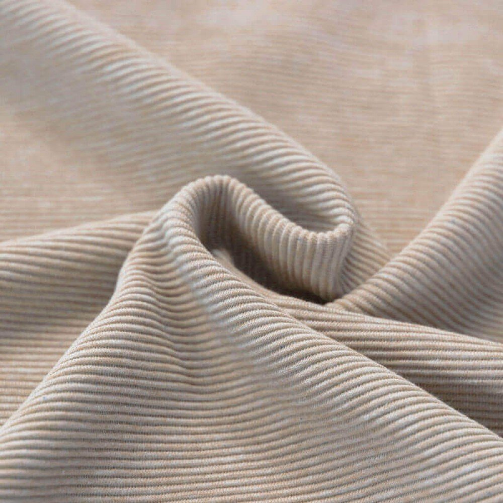 Tessuto Jersey A Coste Ottoman Beige Chiaro Melange Tessuto Jersey A Coste Ottoman Beige Chiaro Melange