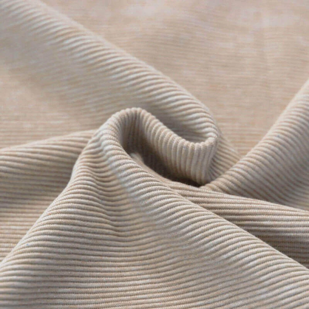 Ottoman Rib Jersey Stof Licht Beige Melange