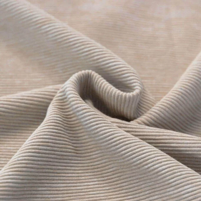Ottoman Rib Jerseystof Lys Beige Melange - (Jerseystoffer)