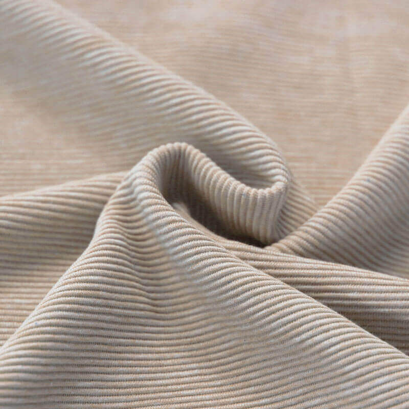 Ottoman Rib Jersey Stof Licht Beige Melange