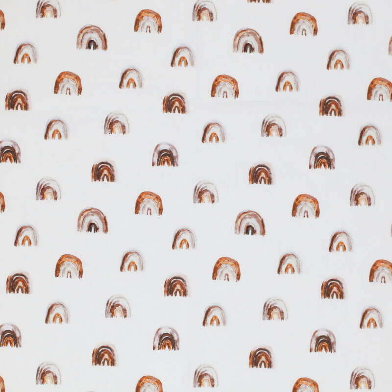 Poplin Katoen Digitale Print - Mini Regenboog Licht Bruin