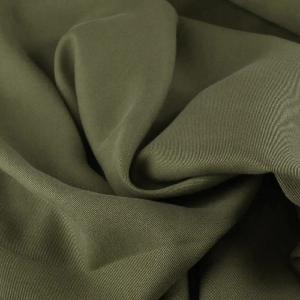 Tessuto Tencel Di Saia Verde Militare