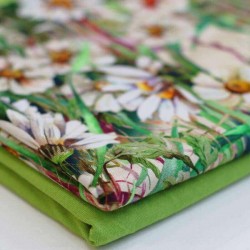 Jersey Di Viscosa Stampa Digitale - Erba Fiore Bianco