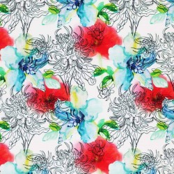 Jersey Di Viscosa Stampa Digitale - Fiori Estivi