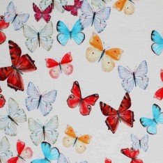 Viskosejersey Digital Muster - Aquarell Schmetterling Beige