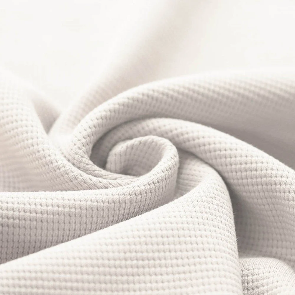 Waffle Knit Jersey Fabric Ecru