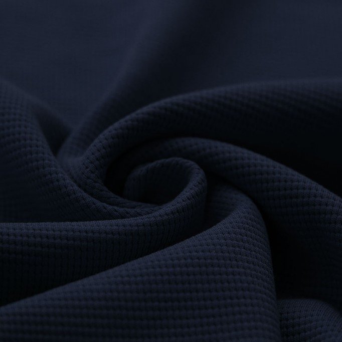 Waffle Knit Jersey Fabric Navy - (Jersey Fabrics)