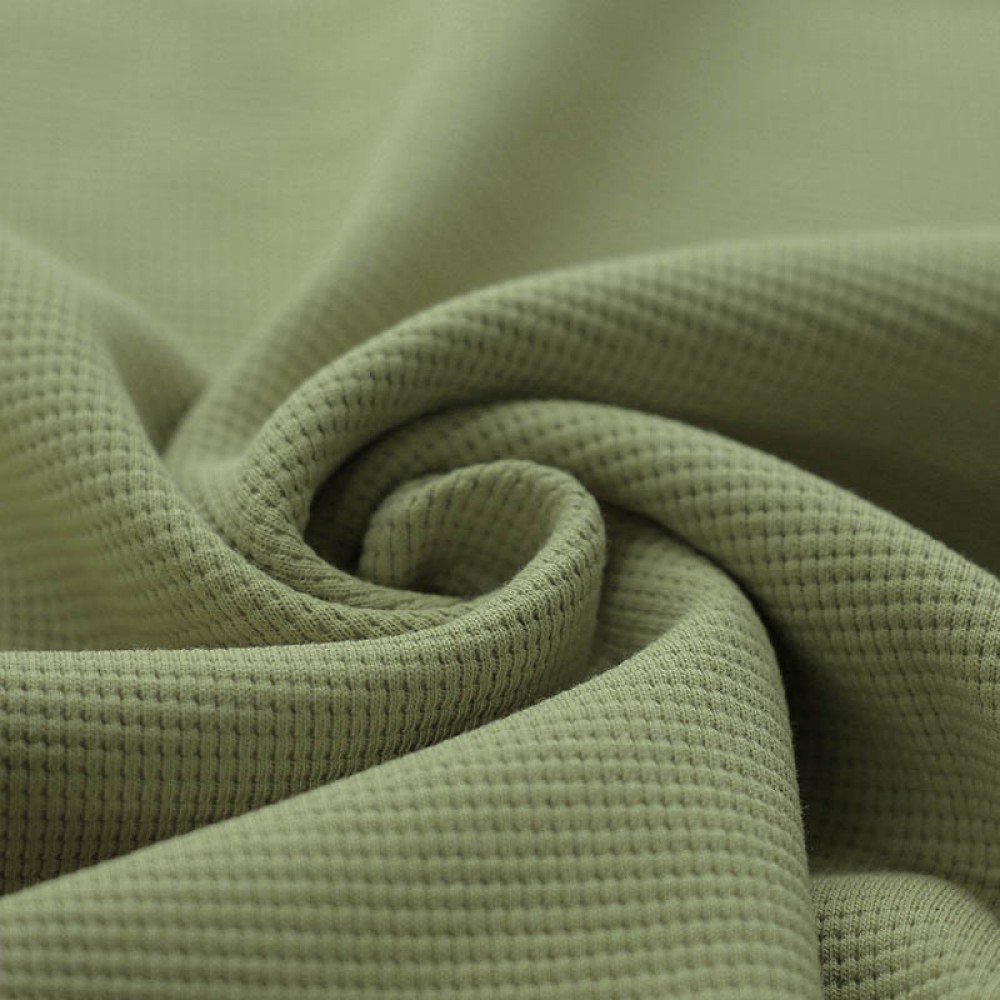 Waffle Knit Jersey Fabric Olive - (Jersey Fabrics)