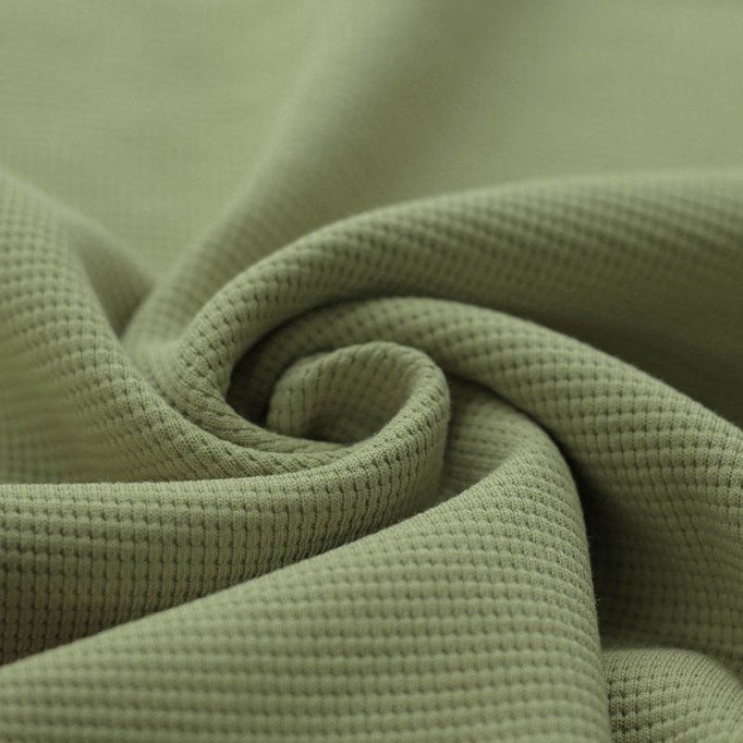 Wafel Jersey Stof Olijf - (Jersey Stoffen)