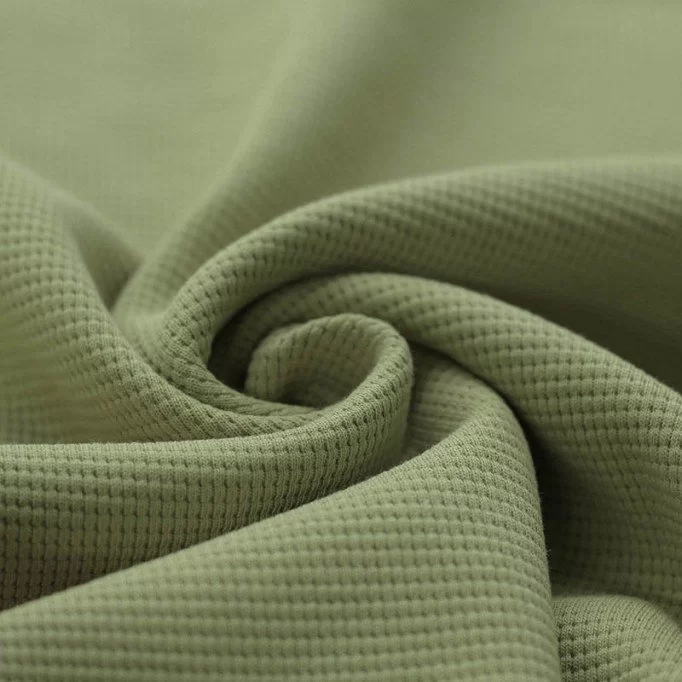 Tissu Jersey Gaufré Tricoté Olive - (Tissus Jersey)