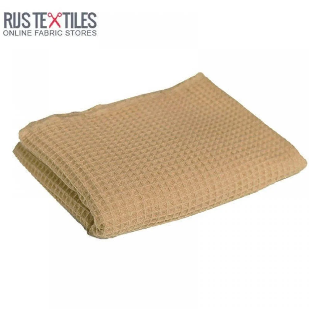 Waffle Pique Fabric Camel - Soft Cotton Waffle Waffle Pique Fabric Camel - (Waffle Pique Fabrics)