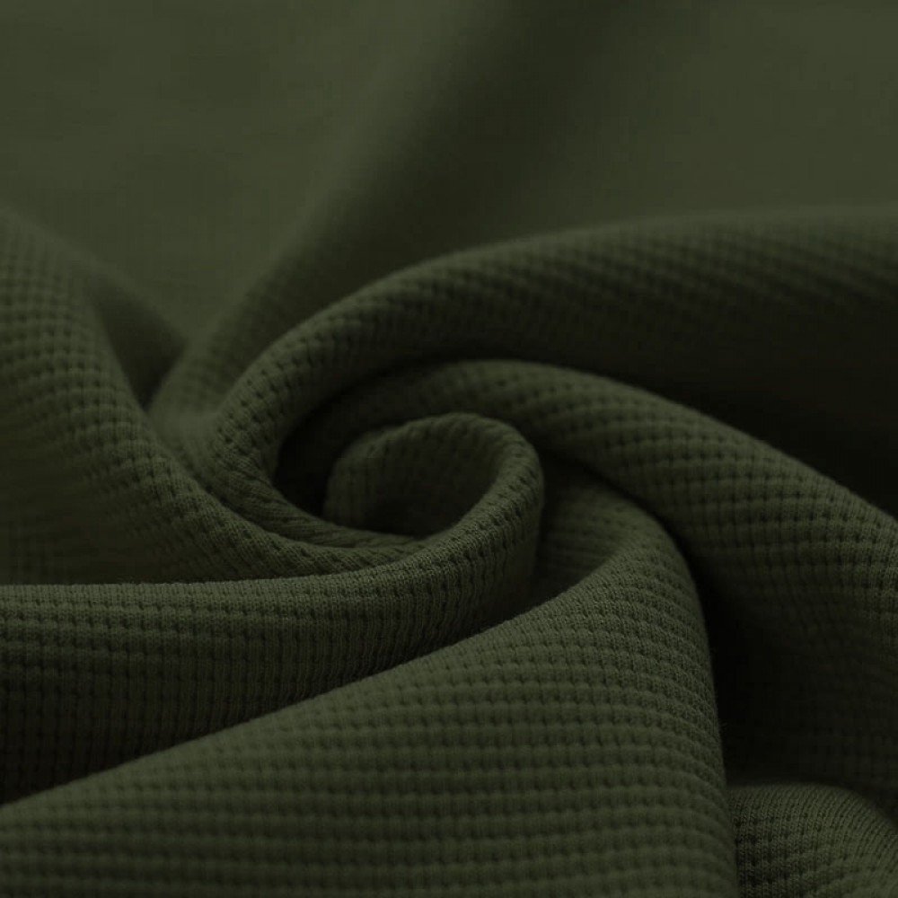 Waffle Knit Jersey Fabric Army Green 