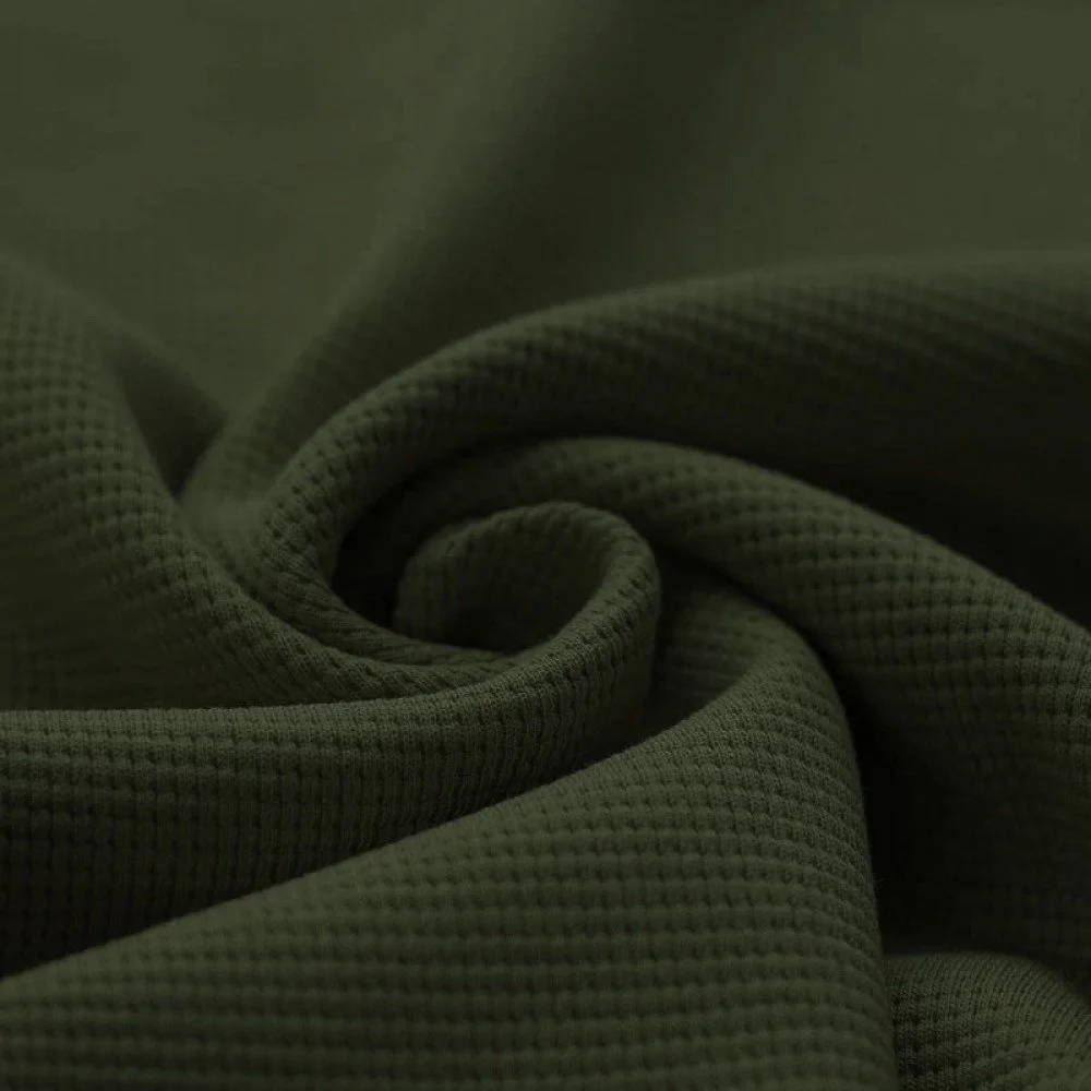 Waffle Knit Jersey Fabric Army Green 