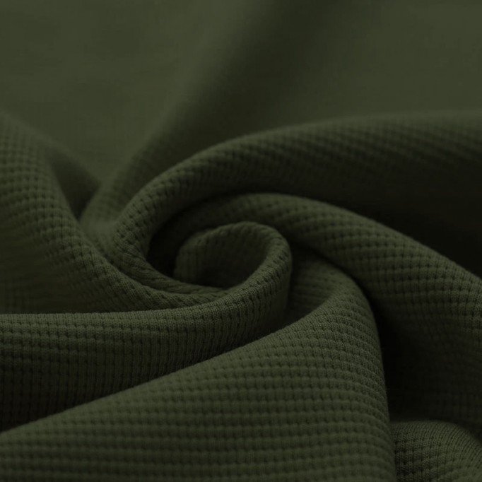 Tessuto Jersey Di Waffle Piqué Verde Militare - (Jersey Tessuti)