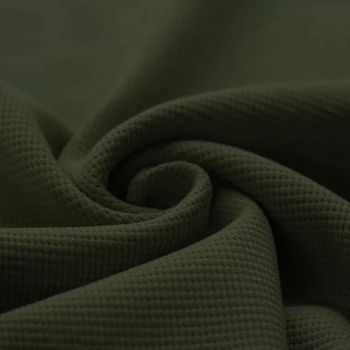 Waffelstrick Jersey Stoff Olive - (Jersey Stoffe)