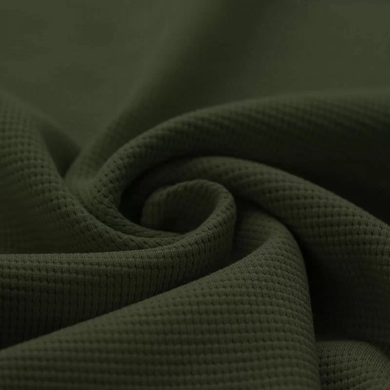 Wafel Jersey Stof Leger Groen