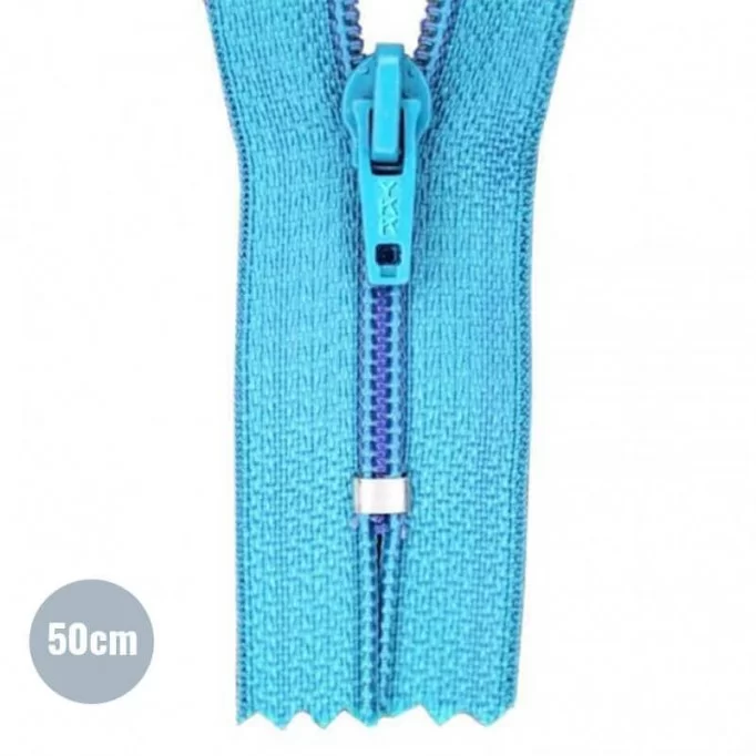 Rits YKK Aqua 50CM Nylon - (Niet Deelbare Nylon Ritsen YKK)