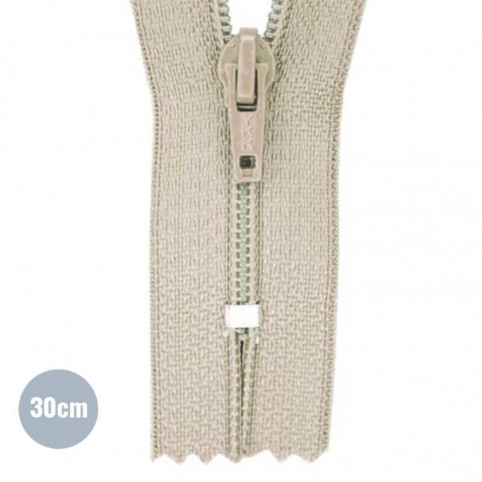 Fermetures Éclair Beige 30CM Nylon - (Non Séparable Fermetures Éclair Nyon YKK)