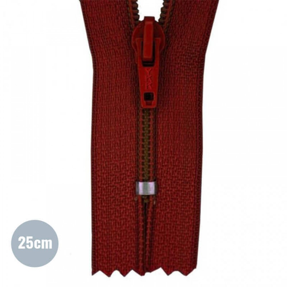 Coil Zipper YKK Bordeaux (527) 25CM Nylon Not Divisible Coil Zipper YKK Bordeaux (527) 25CM Nylon Not Divisible