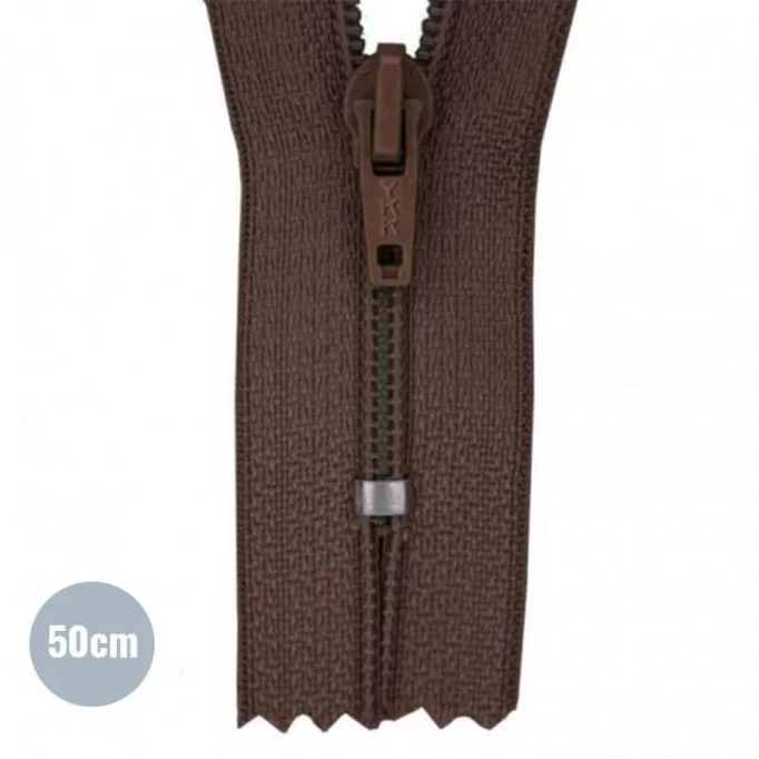 Cerniera Lampo YKK Marrone 50CM Nylon - (Indivisibili Cerniera Lampo YKK In Plastica)