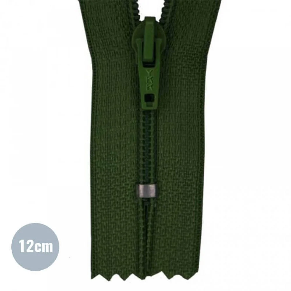 Fermeture Éclair Spirale Vert Foncé (890) 12CM Nylon Non Séparable