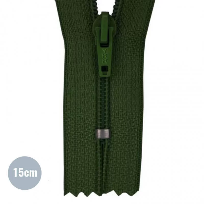 Japonrits YKK Donker Groen (890) 15CM Nylon Niet Deelbaar