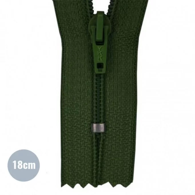 Rits YKK Donker Groen 18CM Nylon - (Niet Deelbare Nylon Ritsen YKK)