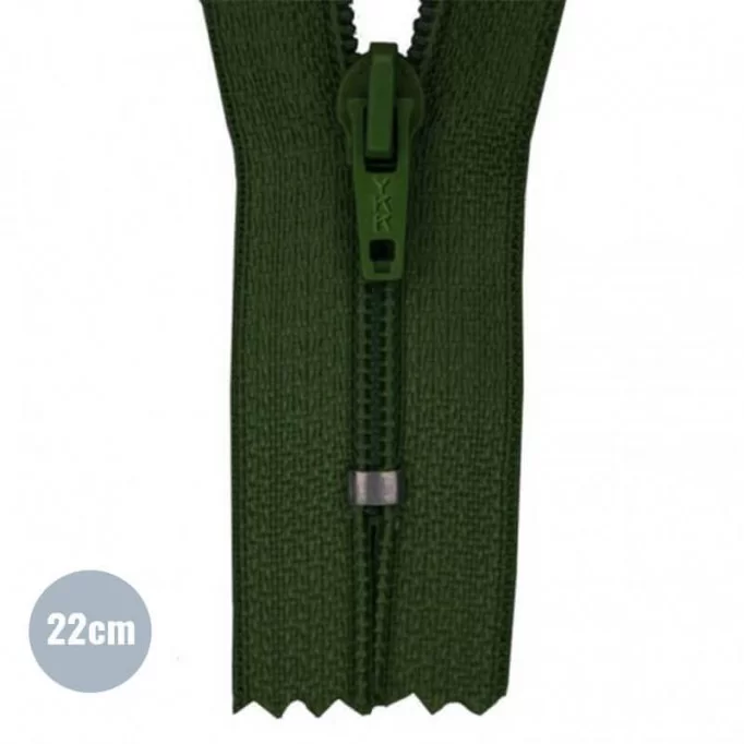 Fermetures Éclair Vert Foncé 22CM Nylon - (Non Séparable Fermetures Éclair Nyon YKK)